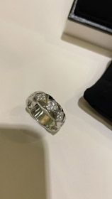 Chanel diamond pattern white gold ring-3753