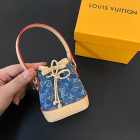 Louis Vuitton LV mini denim bucket bag pendant keychain-3933