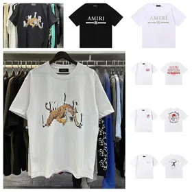 AMIRI Tiger Print Round Neck Short Sleeve T-Shirt-2777  